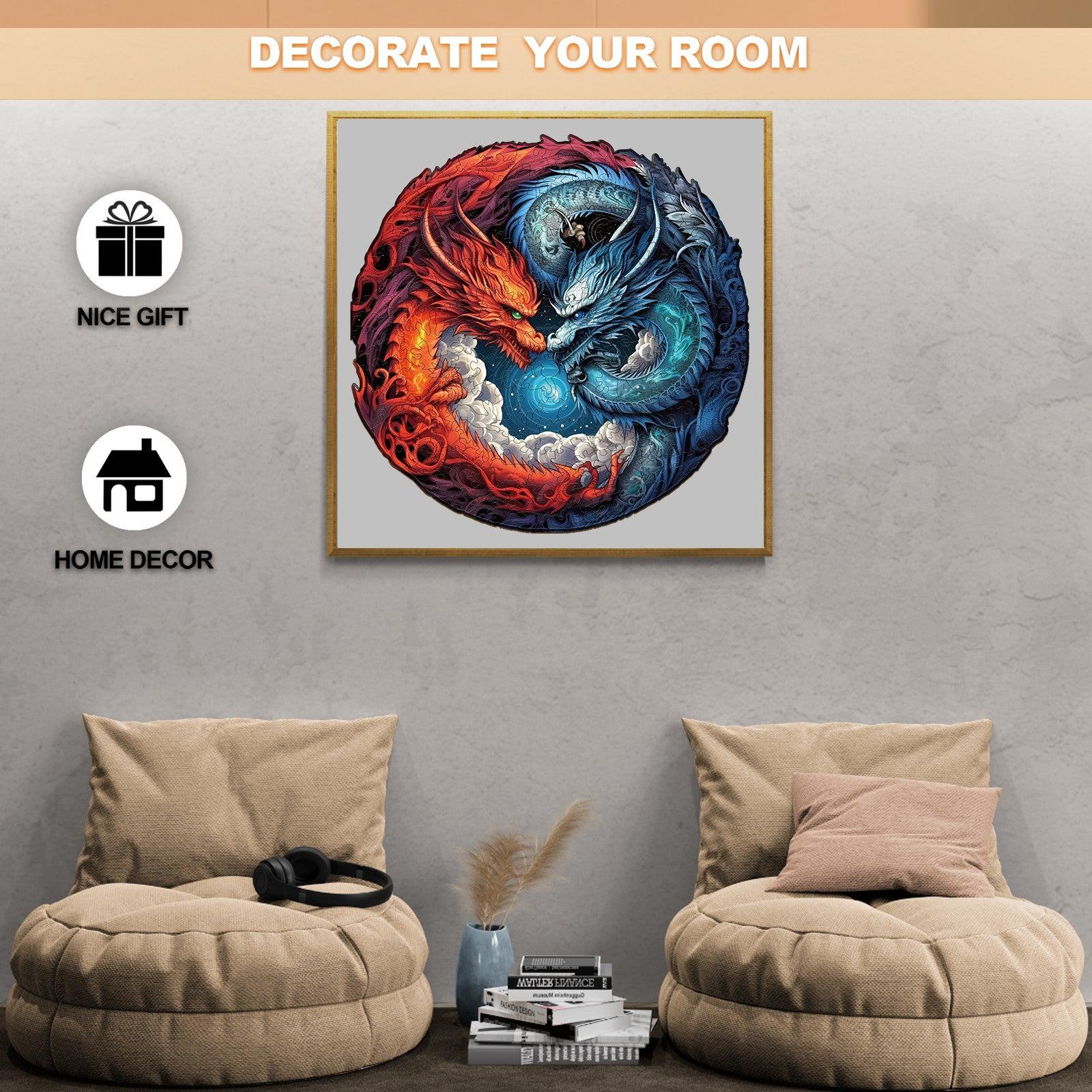 Yin-Yang Dragon-2 Wooden Jigsaw Puzzle - Image 7