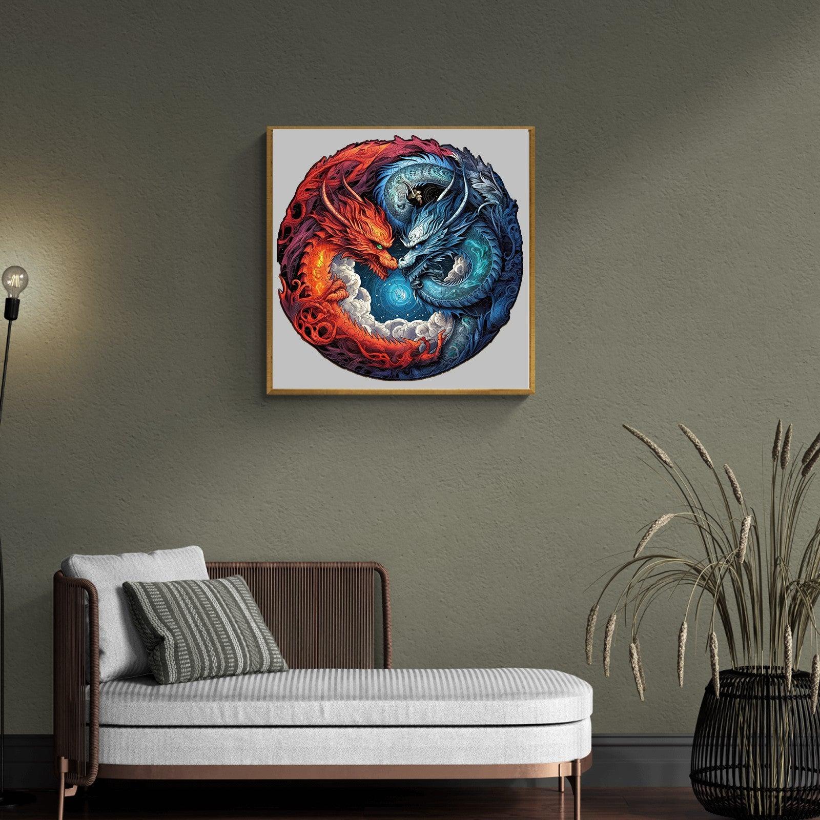 Yin-Yang Dragon-2 Wooden Jigsaw Puzzle - Image 9