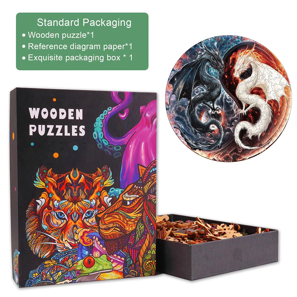 Yin Yang Dragon Wooden Jigsaw Puzzle - Image 5