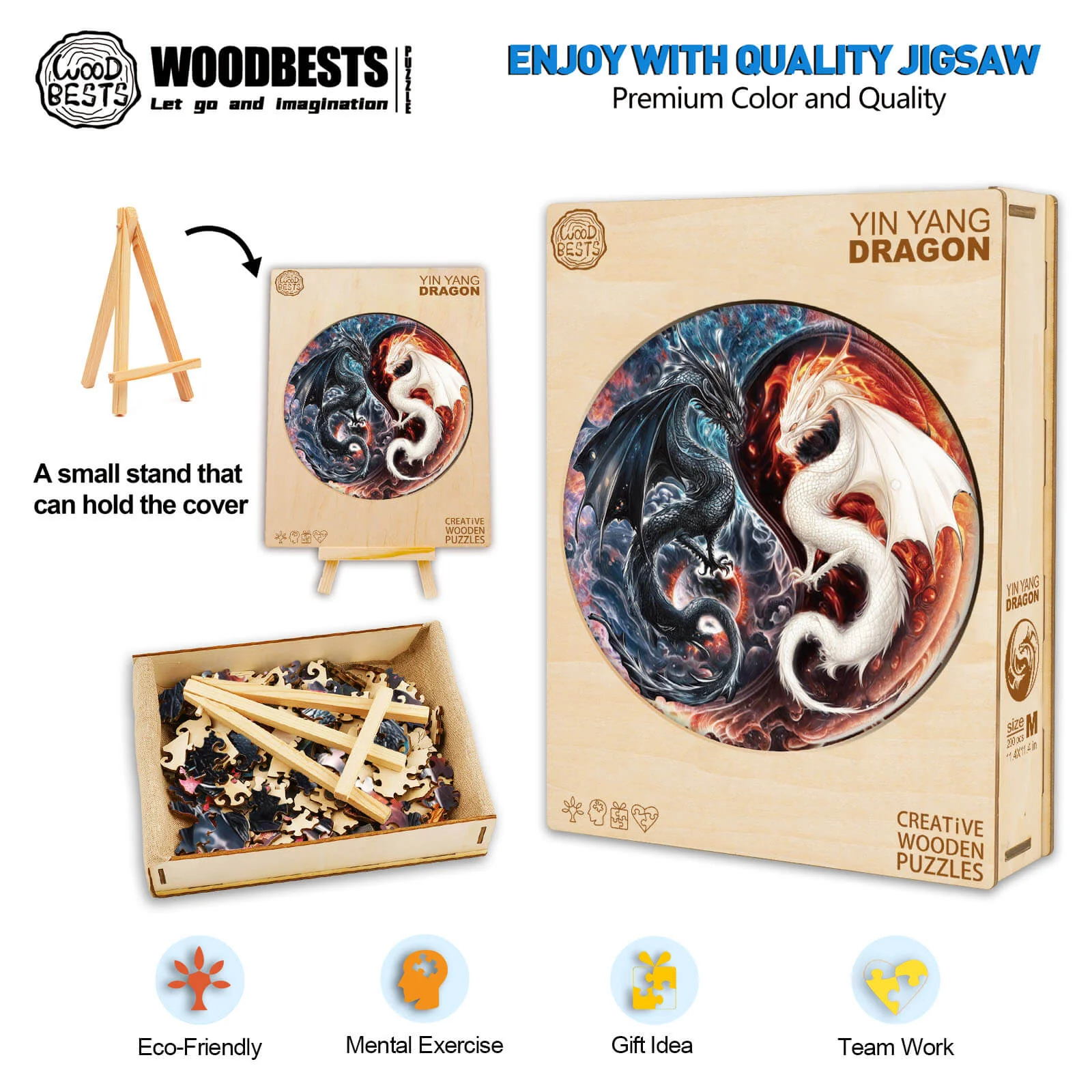 Yin Yang Dragon Wooden Jigsaw Puzzle - Image 6