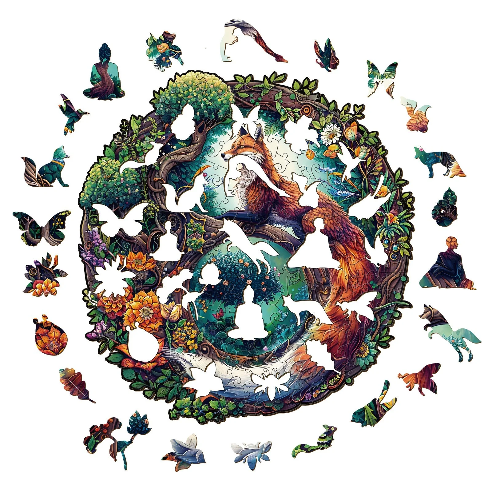 Yin Yang Fox-1 Wooden Jigsaw Puzzle - Image 2