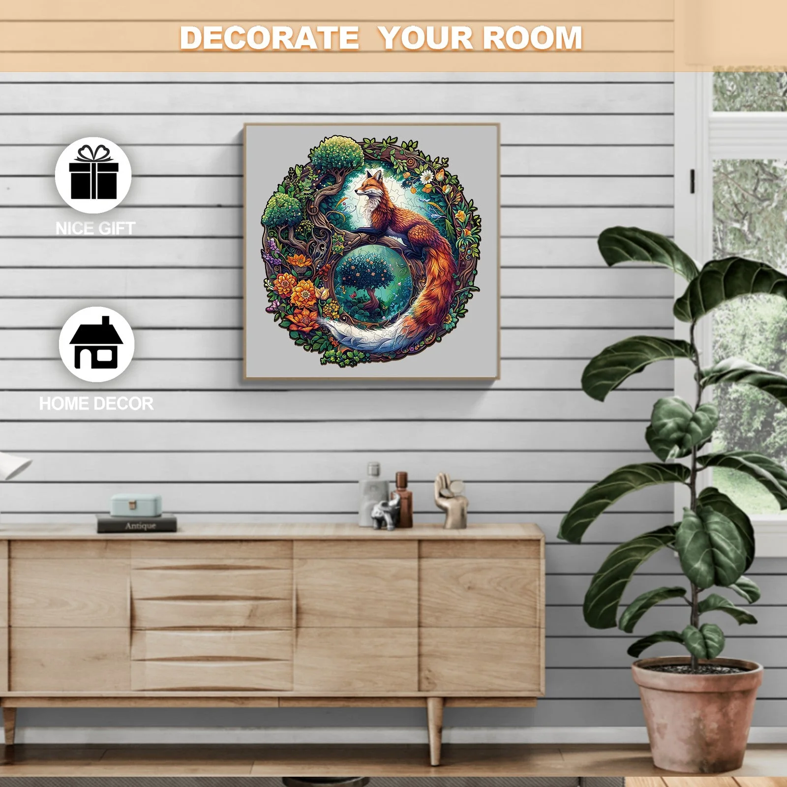 Yin Yang Fox-1 Wooden Jigsaw Puzzle - Image 6