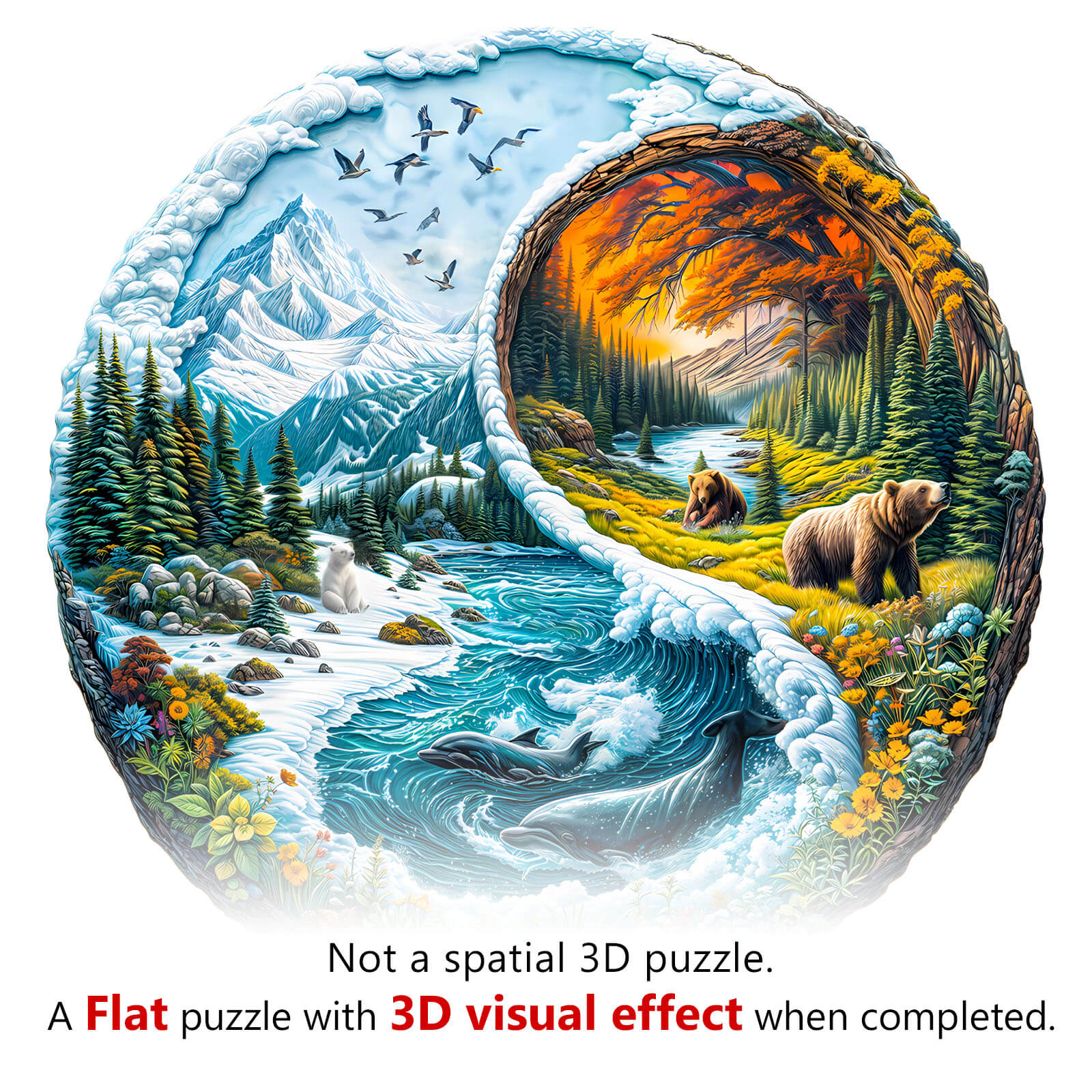 Yin yang glacial forest Wooden Jigsaw Puzzle - Image 8