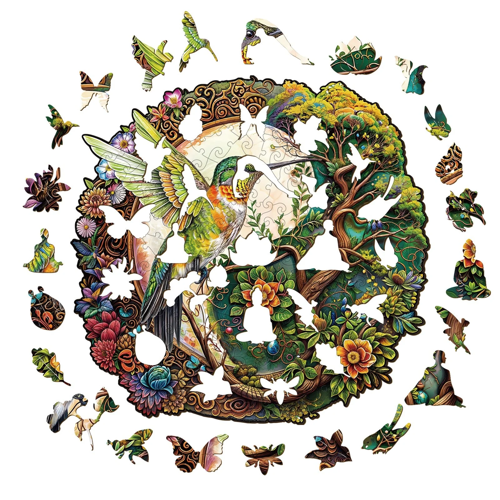 Yin Yang Hummingbird-1 Wooden Jigsaw Puzzle - Image 2