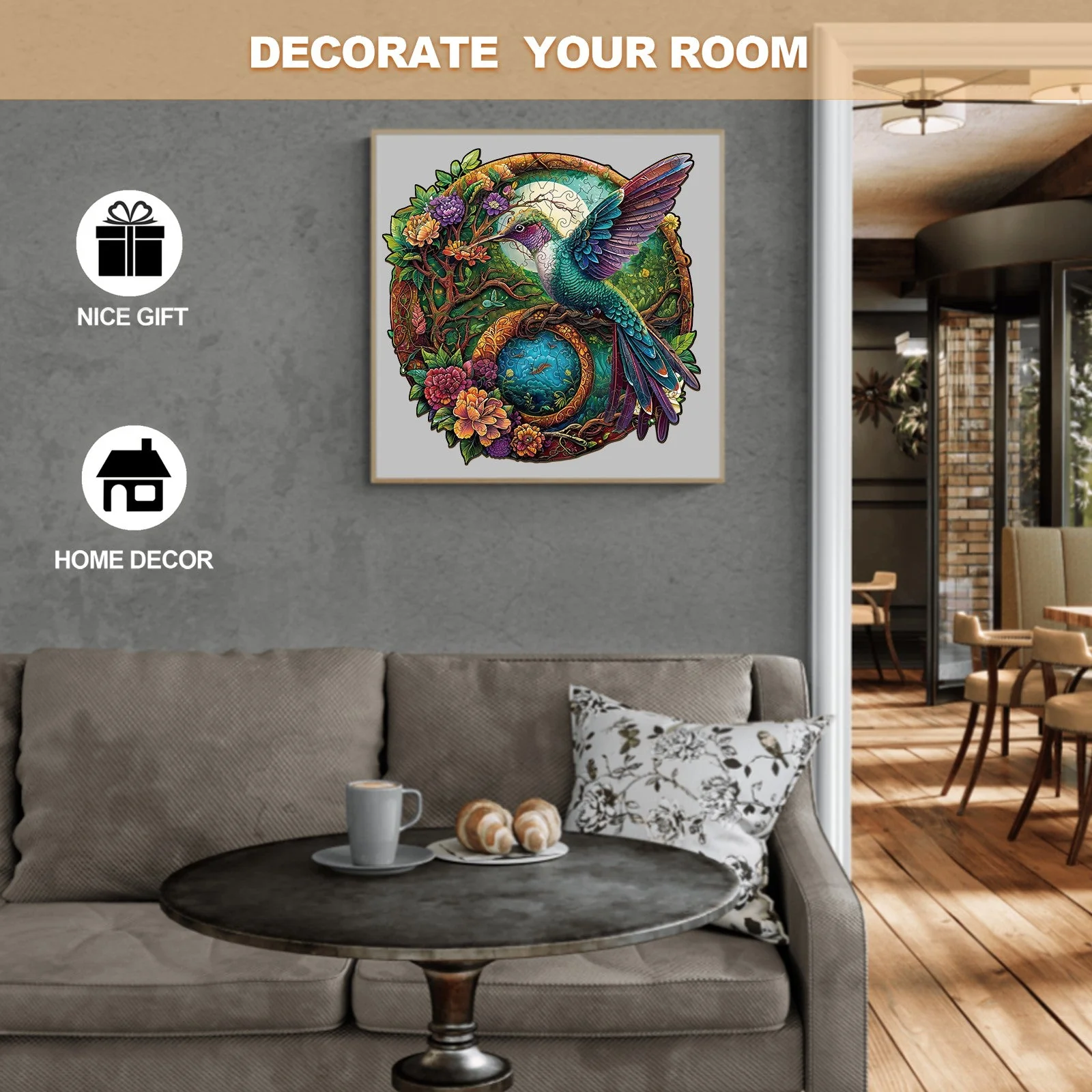 Yin Yang Hummingbird-2 Wooden Jigsaw Puzzle - Image 7