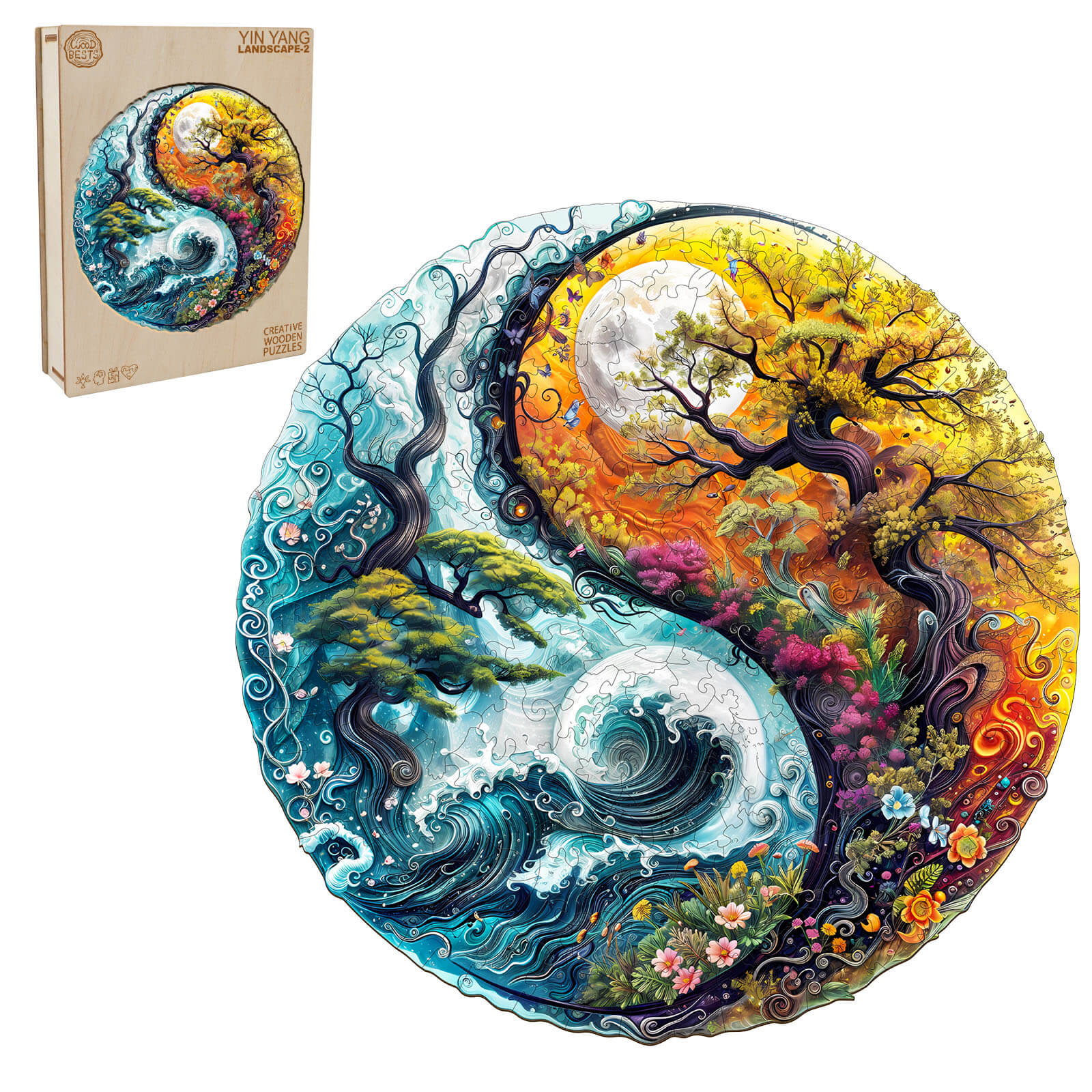 Yin yang Landscape-2 Wooden Jigsaw Puzzle - Image 3