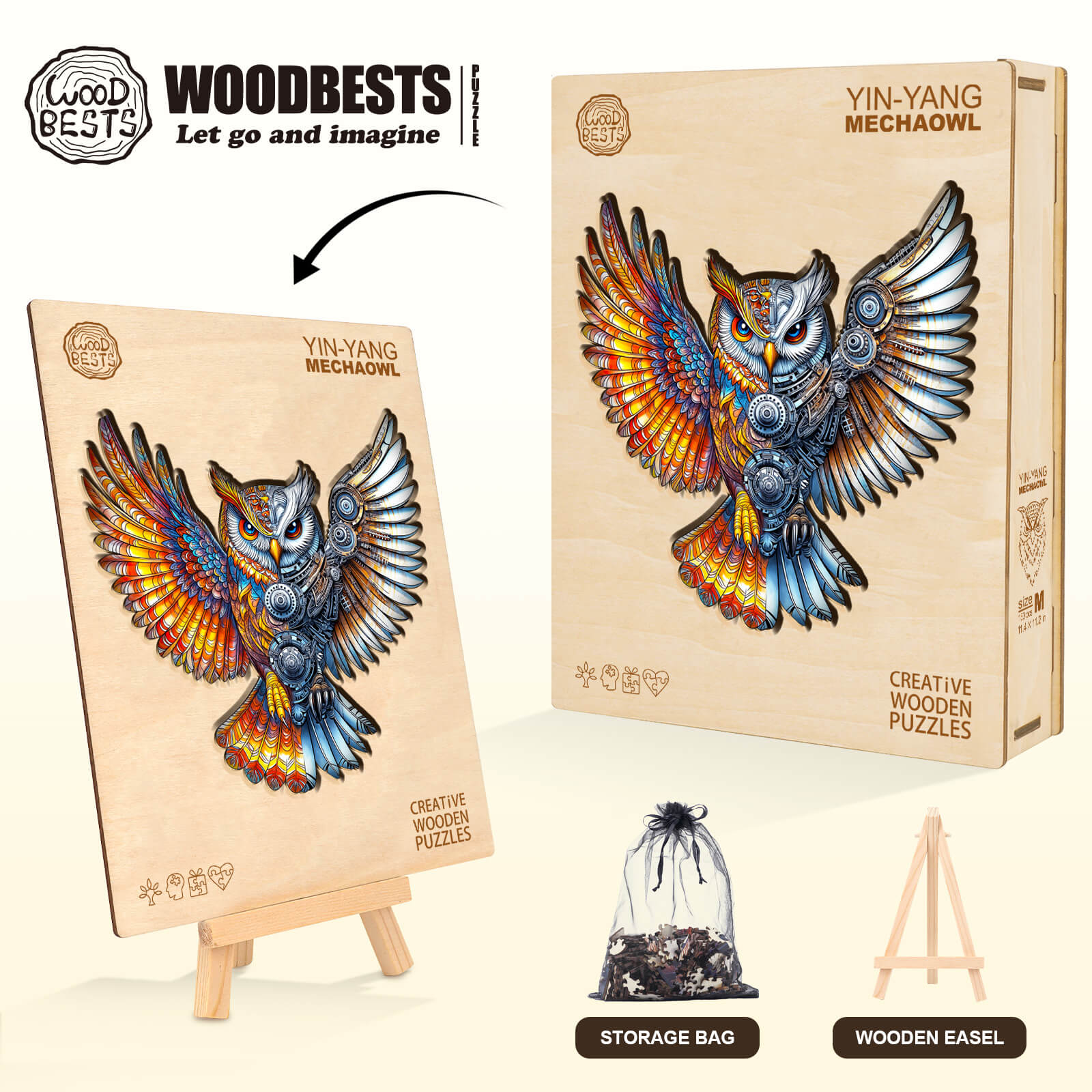 Yin-Yang MechaOwl Wooden Jigsaw Puzzle - Image 6