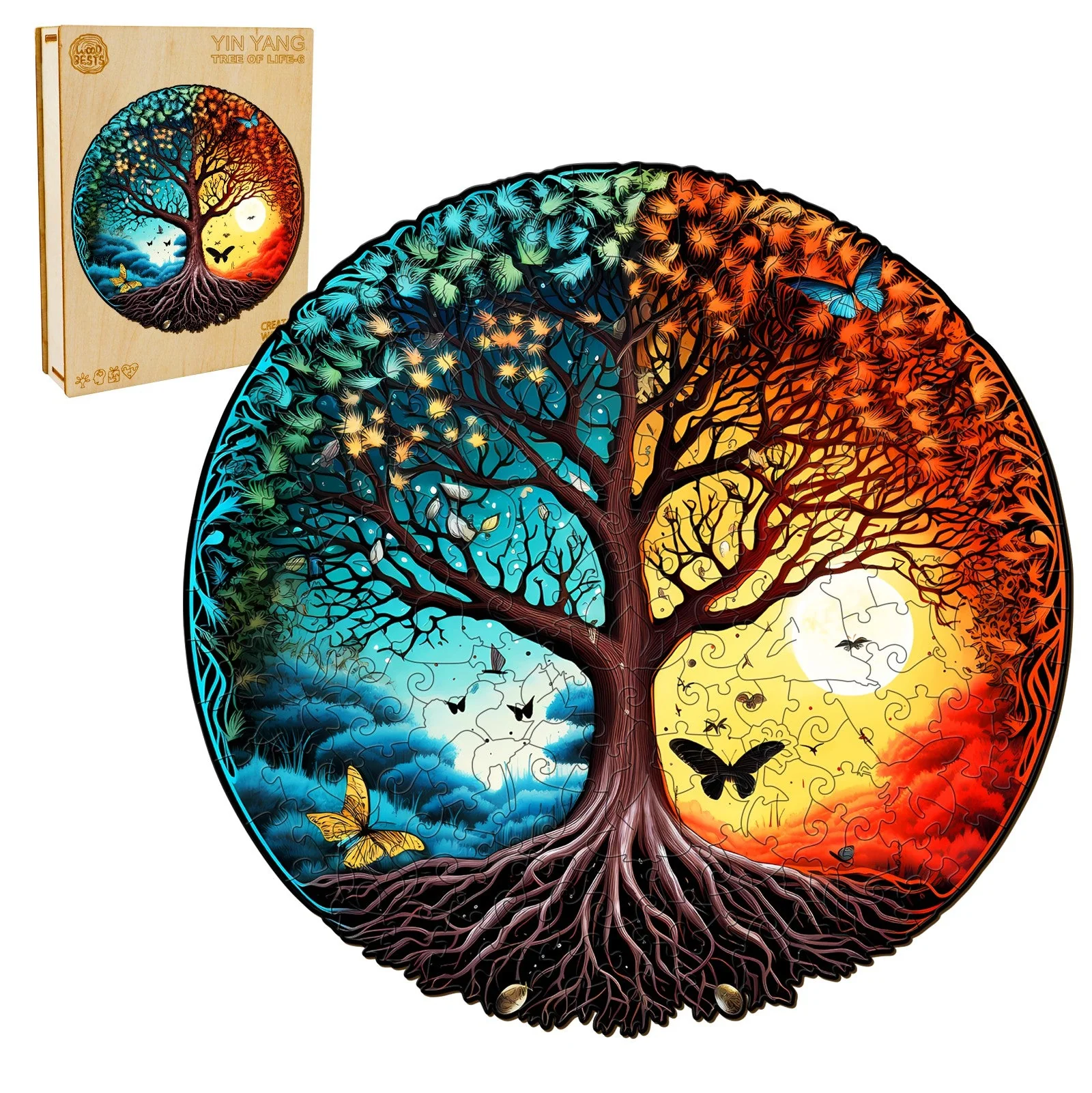Yin Yang Tree Of Life 6 Wooden Jigsaw Puzzle - Image 3