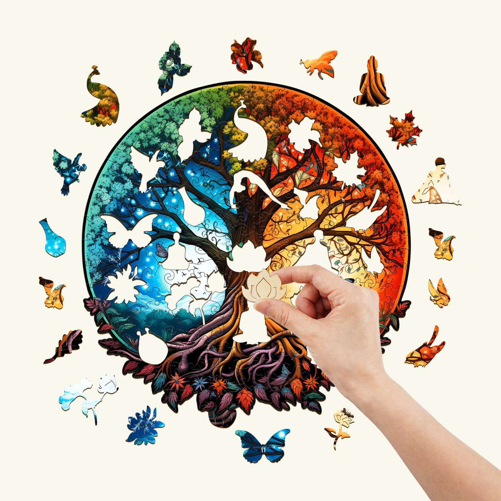 Yin Yang Tree of Life 7 Wooden Jigsaw Puzzle - Image 2