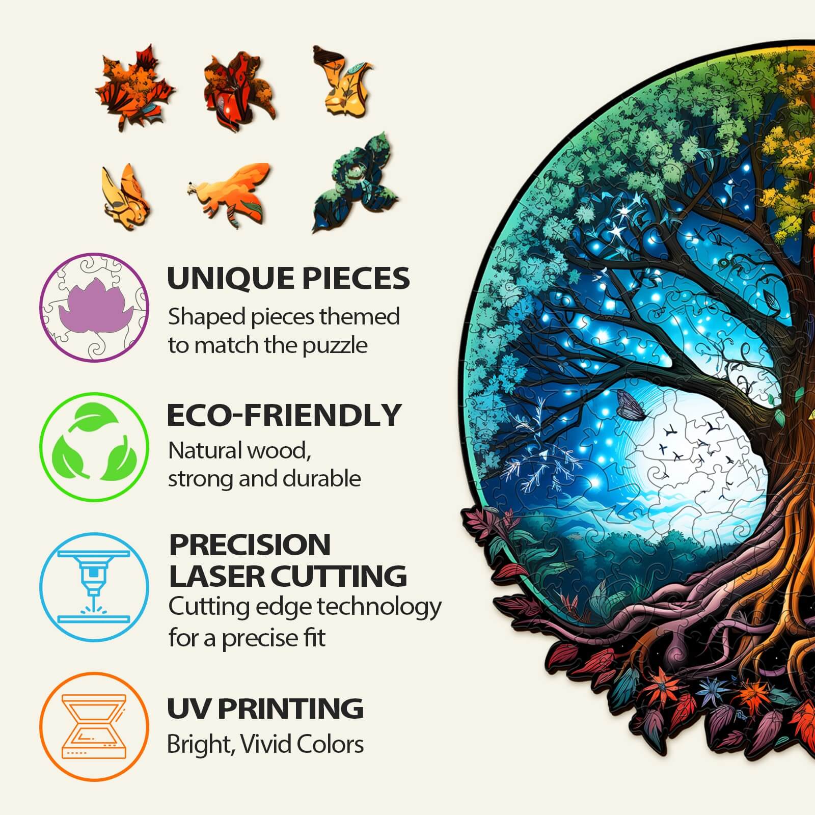 Yin Yang Tree of Life 7 Wooden Jigsaw Puzzle - Image 5