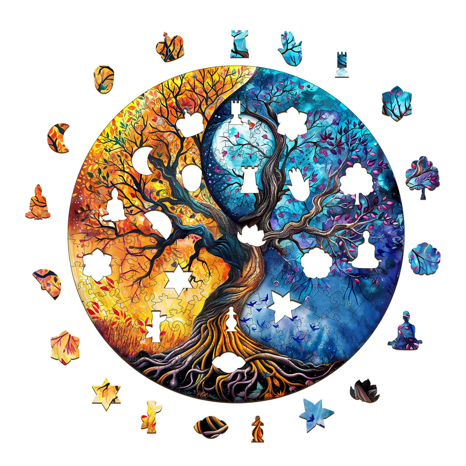 Yin Yang Tree of Life-9 Wooden Jigsaw Puzzle - Image 2