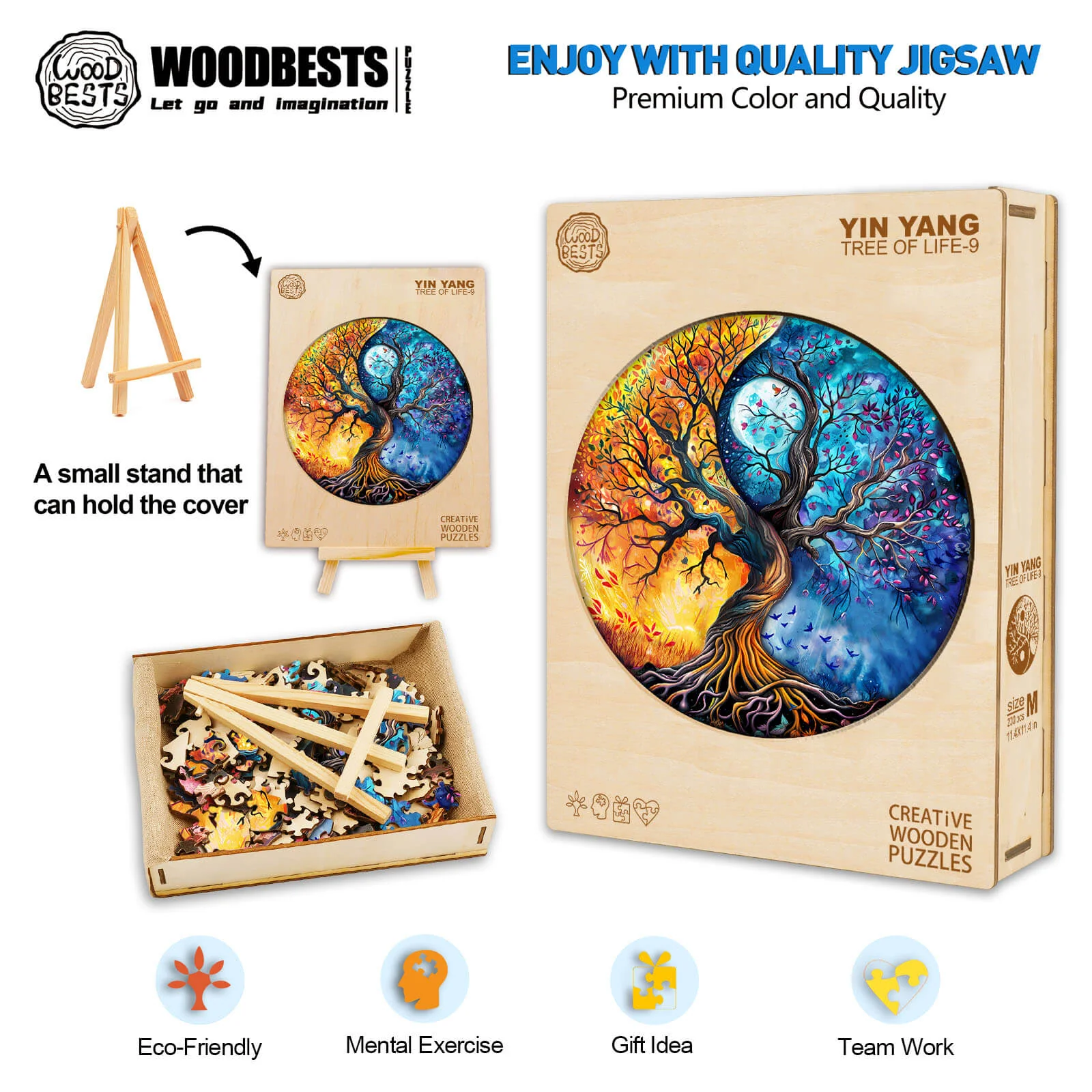 Yin Yang Tree of Life-9 Wooden Jigsaw Puzzle - Image 5