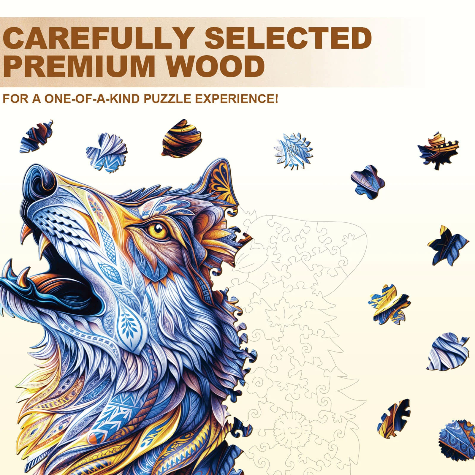 Zen blues Wolf Wooden Jigsaw Puzzle - Image 2